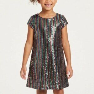 Art Class Girls Size M (7/8) Multicolor Sequin Striped Short Sleeve Shift Dress